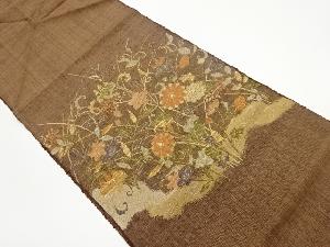 手織り紬秋草模様織出し名古屋帯